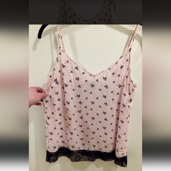 SMART SET Women's Black Ribbon Design Spaghetti Strap Camisole M - Picture 4 of 5